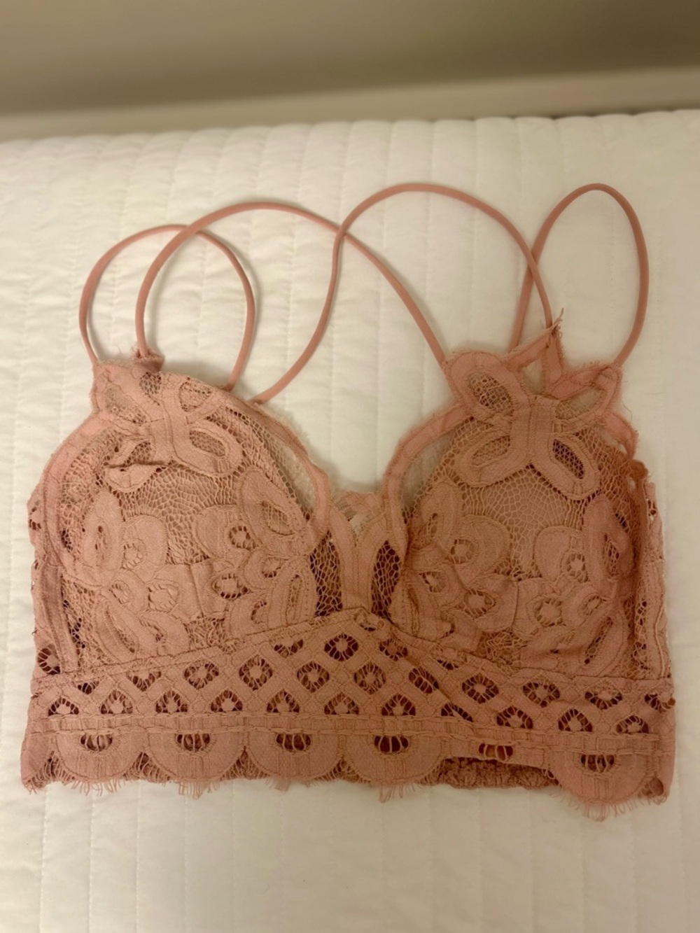 Zenana Lace Bralette in peach/mauve